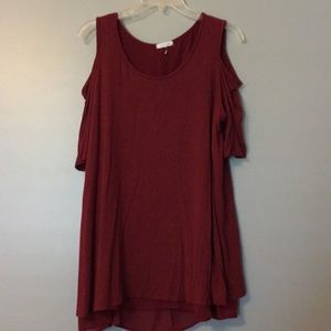 red off the shoulder blouse